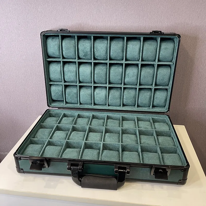 48 Slots Watch Organizer Box Dark Green High Materials Double Side Gift Case